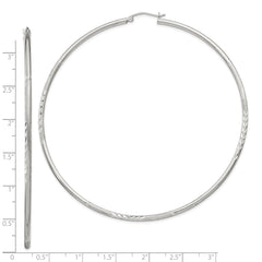 Sterling Silver 2mm Polished/Satin D/C Hoop Earrings - 11