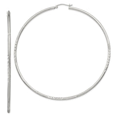 Sterling Silver 2mm Polished/Satin D/C Hoop Earrings - 11