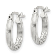 Sterling Silver 2.5mm Polished/Satin D/C Hoop Earrings - 7