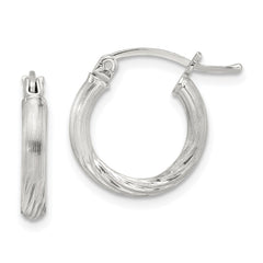 Sterling Silver 2.5mm Polished/Satin D/C Hoop Earrings - 7