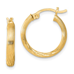Sterling Silver Flash Gold-plated 2.5mm Polished/Satin D/C Hoop Earrings - 7