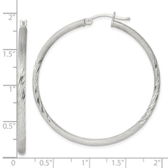 Sterling Silver 2.5mm Polished/Satin D/C Hoop Earrings - 8