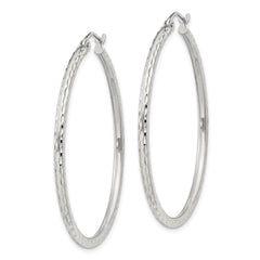 Sterling Silver 2mm Diamond Cut Hoop Earrings - 12