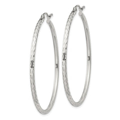 Sterling Silver 2mm Diamond Cut Hoop Earrings - 3