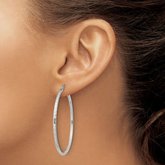 Sterling Silver 2mm Diamond Cut Hoop Earrings - 3