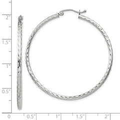 Sterling Silver 2mm Diamond Cut Hoop Earrings - 3