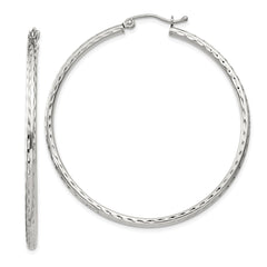 Sterling Silver 2mm Diamond Cut Hoop Earrings - 3