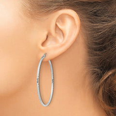 Sterling Silver 2mm Diamond Cut Hoop Earrings - 13