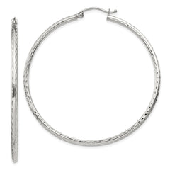 Sterling Silver 2mm Diamond Cut Hoop Earrings - 13