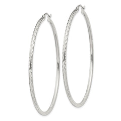 Sterling Silver 2mm Diamond Cut Hoop Earrings - 11