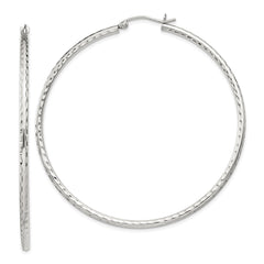 Sterling Silver 2mm Diamond Cut Hoop Earrings - 11