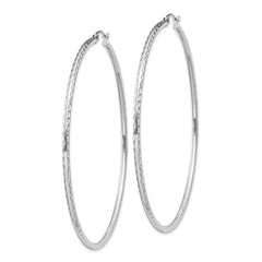 Sterling Silver Rhodium-plated 2mm Diamond Cut Hoop Earrings - 13