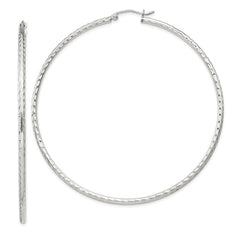 Sterling Silver 2mm Diamond Cut Hoop Earrings - 4