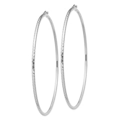 Sterling Silver Rhodium-plated 2mm Diamond Cut Hoop Earrings - 14