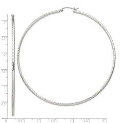 Sterling Silver 2mm Diamond Cut Hoop Earrings - 15