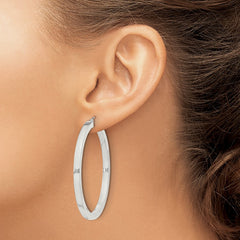 Sterling Silver 3x45mm Square Tube Hoop Earrings