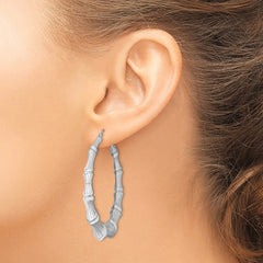 Sterling Silver Rhodium-plated Bamboo Round Hoop Earrings - 5