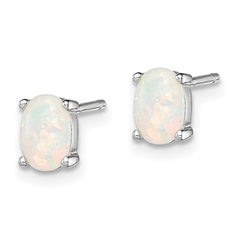 Sterling Silver Rhodium-plated Created Opal Post Earrings - 2