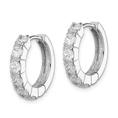 Sterling Silver Rhodium-plated CZ Hinged Hoop Earrings - 9