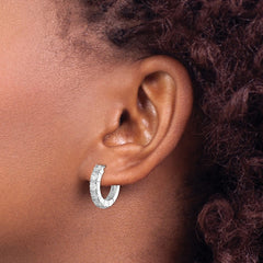 Sterling Silver Rhodium-plated CZ Hinged Hoop Earrings - 9