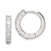Sterling Silver Rhodium-plated CZ Hinged Hoop Earrings - 9