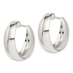 Sterling Silver Rhodium-plated Fancy J-Hoop Post Earrings - 2