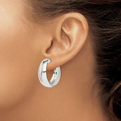 Sterling Silver Rhodium-plated Fancy J-Hoop Post Earrings - 2