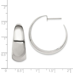 Sterling Silver Rhodium-plated Fancy J-Hoop Post Earrings - 2