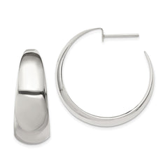Sterling Silver Rhodium-plated Fancy J-Hoop Post Earrings - 2