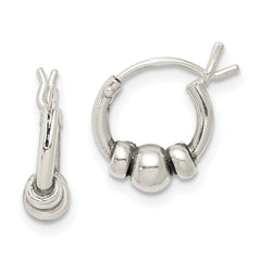 Sterling Silver Antiqued Beaded Hoop Earrings - 2