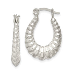 Sterling Silver Polished Shrimp Oval Hoop Earrings