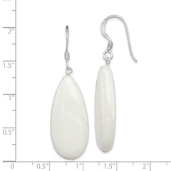 Sterling Silver Polished White Jade Teardrop Dangle Earrings
