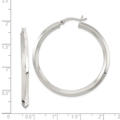 Sterling Silver Polished 3x40mm Knife Edge Round Hoop Earrings