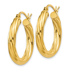 Sterling Silver Gold Flash Plated Twisted 4x25mm Hoop Earrings