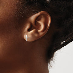 Sterling Silver Polished Latin Cross Post Earrings - 2