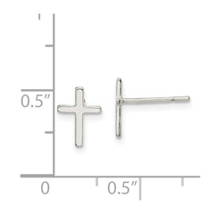 Sterling Silver Polished Latin Cross Post Earrings - 2