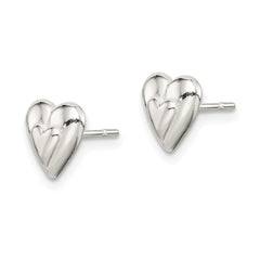 Sterling Silver Polished Heart Post Earrings - 5