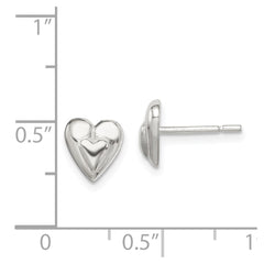 Sterling Silver Polished Heart Post Earrings - 5
