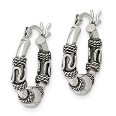 Sterling Silver Antiqued Hoop Earrings - 2