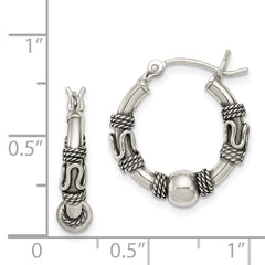 Sterling Silver Antiqued Hoop Earrings - 2