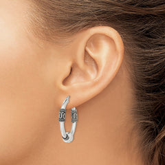 Sterling Silver Antiqued Hoop Earrings - 10