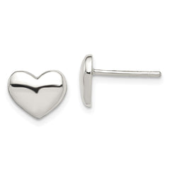 Sterling Silver Polished Heart Post Earrings - 3