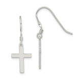Sterling Silver Rhodium-plated Polished Cross Dangle Earrings - 2