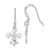 Sterling Silver Polished Fleur de Lis Dangle Earrings