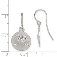 Sterling Silver Polished and Textured Sand Dollar Dangle Earrings
