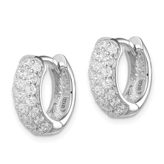 Sterling Silver Rhodium-plated CZ Hinged Hoop Earrings - 4
