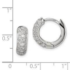 Sterling Silver Rhodium-plated CZ Hinged Hoop Earrings - 4