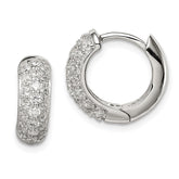 Sterling Silver Rhodium-plated CZ Hinged Hoop Earrings - 4