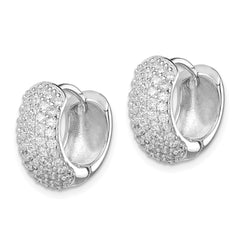 Sterling Silver Rhodium-plated CZ Hinged Hoop Earrings - 5