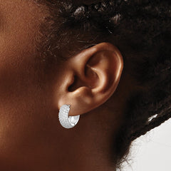 Sterling Silver Rhodium-plated CZ Hinged Hoop Earrings - 5